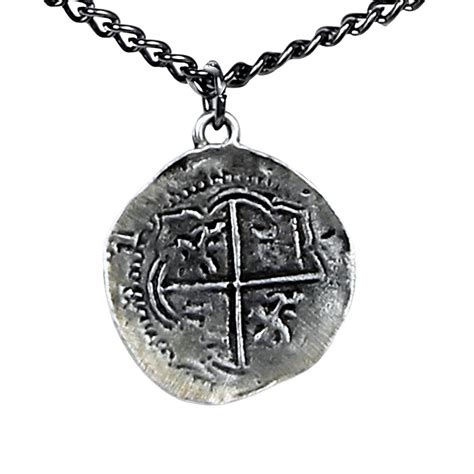 bag of fake pewter coin necklace pendant|Antique Finished Pieces of Eight Coin Necklace Pewter Replica of .